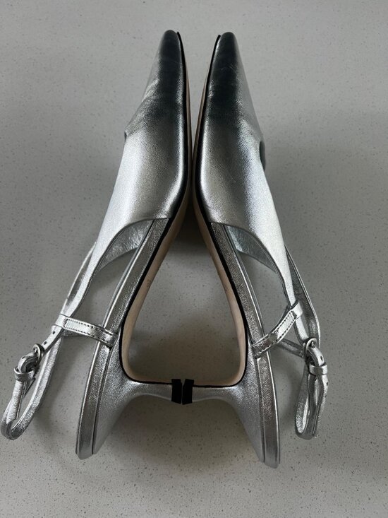 Vince Sena Slingback Pump (Women) | Nordstromrack VINCE Sena Slingback silver leather Pumps heels 7.5